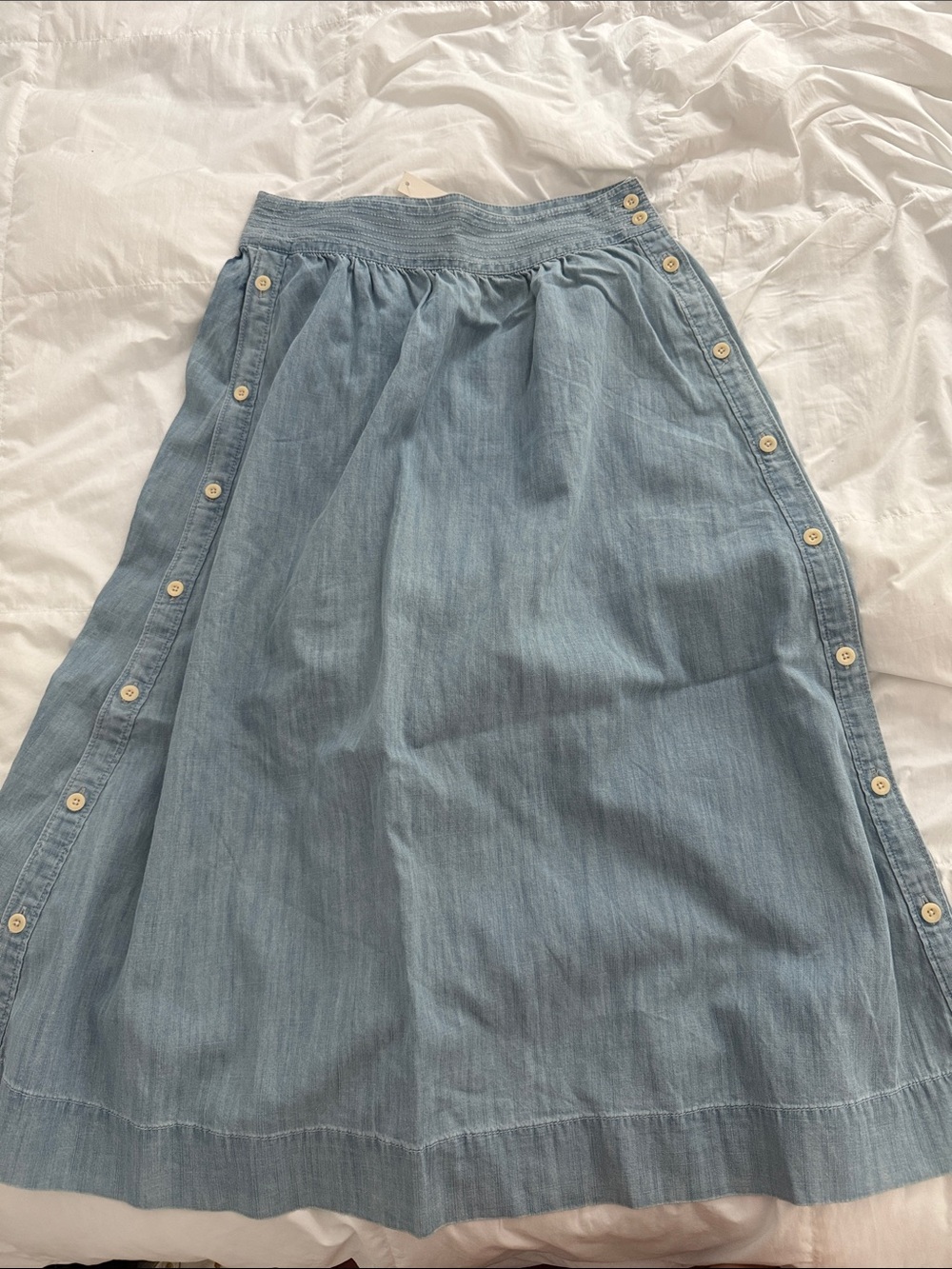 Light Blue Button-Trim A-Line Women's Skirt